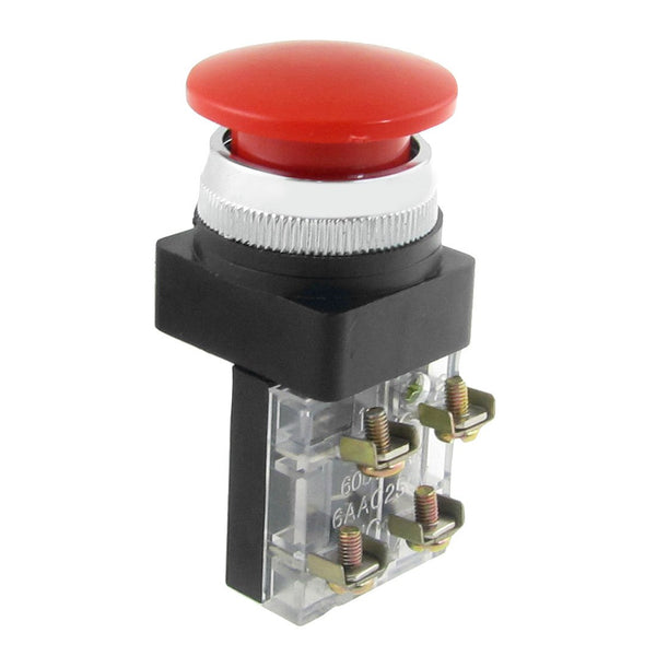 AC 600V 6A 38 mm 1.5" Red Sign Momentary Mushroom Push Button Switch by uxcell