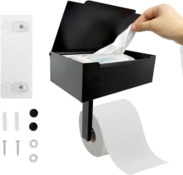 Baooery Toilet Paper Holder with Shelf, Toilet Paper and Wipes Holder, Wipes Dispenser