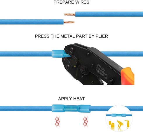 ELECTRAPICK 200Pcs Heat Shrink Butt Connectors, Waterproof Insulated Electrical Terminals Kit