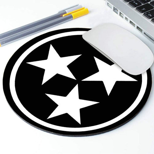 Custom Office Round Mouse Pad, Tennessee Flag Isolated Volunteers Black Tri-Star Gaming Mouse Pad 7.9 x 7.9 x 0.12 Inch