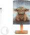 panksolu Highland Cow Baby Bedside Table Lamp with USB Port Nightstand Lamps Night