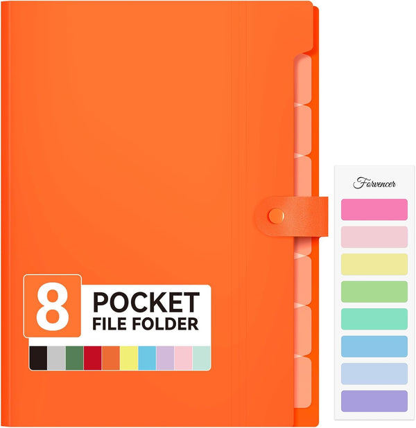 Forvencer Expanding File Folder with 8 Pocket - Letter Size Accordion File Organizer, Portable Document Folders for