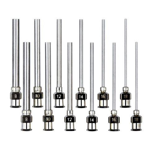 12 Pack Dispensing Needle Set - 1.97inch Stainless Steel Blunt Tip Luer Lock, 8, 10, 12, 14, 16, 18 Gauge