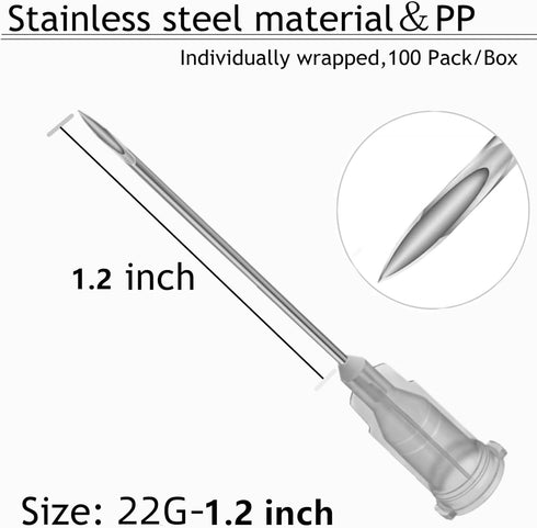 100 Pack Disposable 5ml/cc Lab Syringes with 22Ga 1.25 Inch Needle, Individually Sealed