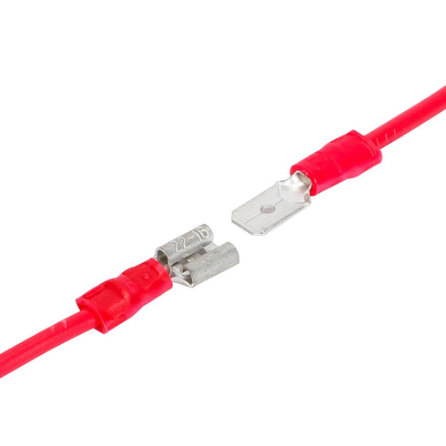 HKS 150PCS Female Vinyl Insulated Spade Connector Kit, Red 22-16 AWG, 6.3mm 1/4" Quick Disconnect Wire Connectors