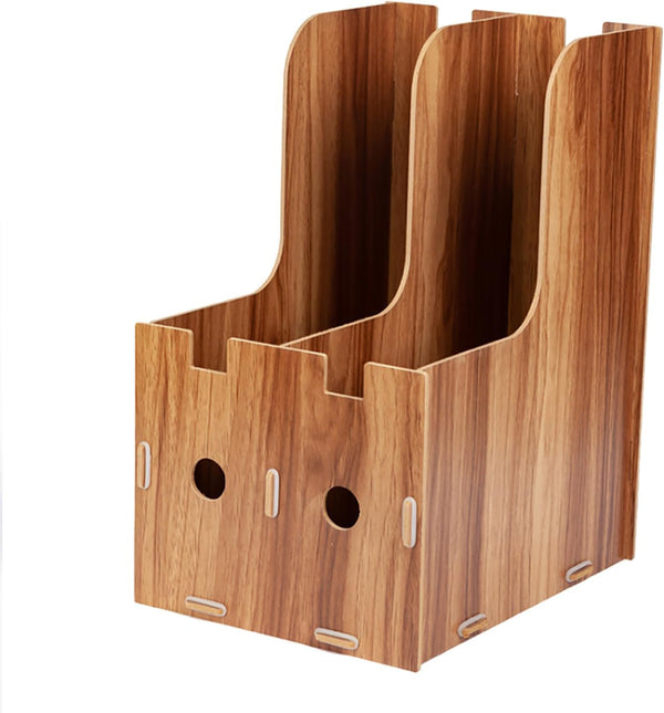 MUNEFE Desk File Sorter Organizer, Wooden Desk Organizer, Magazine Book File Stand Organizer,