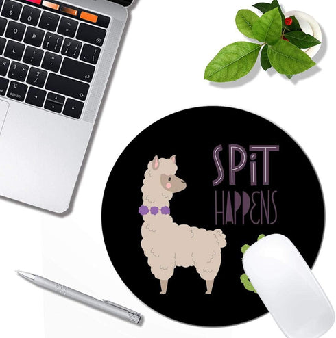 Cute Llamas Alpaca with Cactus Mouse Pad, Round Non-Slip Rubber Mousepad for Laptop Office Decor