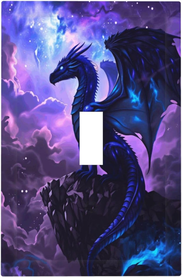 HTSAHKV Cosmic Dragon Wall Plate Light Switch Cover Single Gang Outlet Faceplate Print