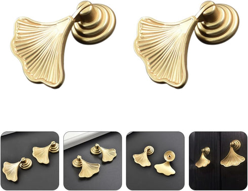 2Pcs Kisangel Zinc Alloy Fan-Shaped Cabinet Knobs Single Hole Drawer Handles for Furniture Door Pulls, Household