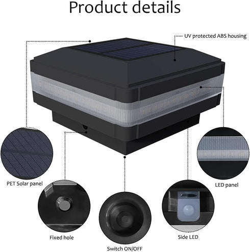 INDARUN 4x4 Solar Post Cap LED Lights, Waterproof Landscape Lighting for 4x4, 5x5, 6x6 Wooden Posts
