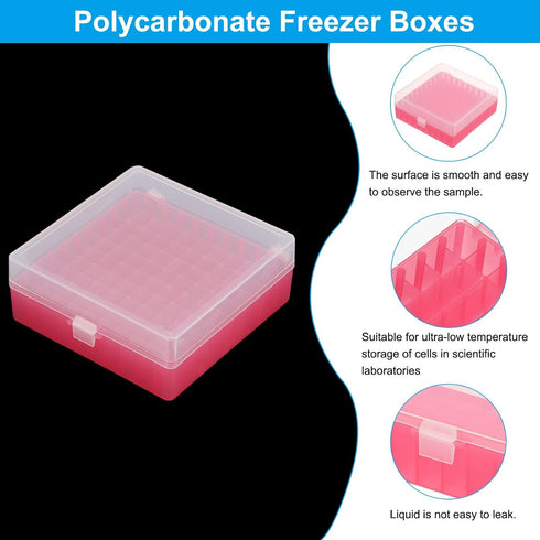 PATIKIL 100 Well Centrifuge Tube Freezer Storage Box, 3 Pcs Polypropylene Lockable Tube Rack for 1.5/1.8/2ML