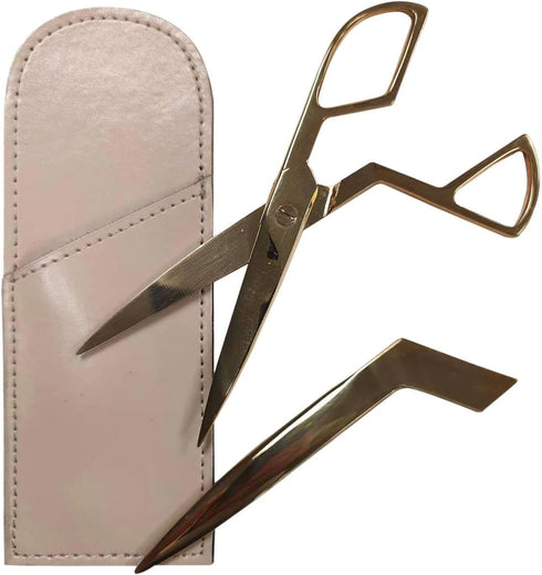 DACASSO White Latte Bonded Leather Mini Library Set- Made in Italy - Luxury Executive Decor and Office Essential - Sturdy Leather Sleeve with Gold-Plated Polished Letter Opener and Pair of Scissors. by Dacasso
