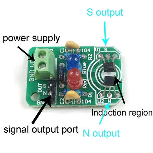 DC 4.5-24V Hall Magnetic Induction Module, Electronics Parts for Home, Office, Industrial Electrical Detection