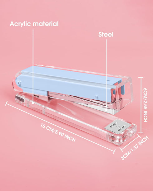 Clear Acrylic Stapler, Desktop Stapler, Office Stapler, Elegant Modern Desk Accessory for The Desk at Home, Office, or School(Macaron Blue) by Honagu