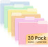 SUNEE File Folders, 30 Pack Manila Folders 8.5 x 11, Colored File Folders for Home Office School Supplies, 6 Bright