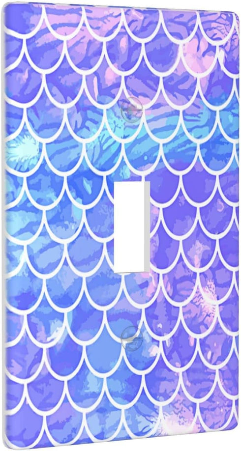 Purple Mermaid Scales Single Toggle Light Switch Plate Cover, Decorative Wall Plate for Home Bedroom Kitchen