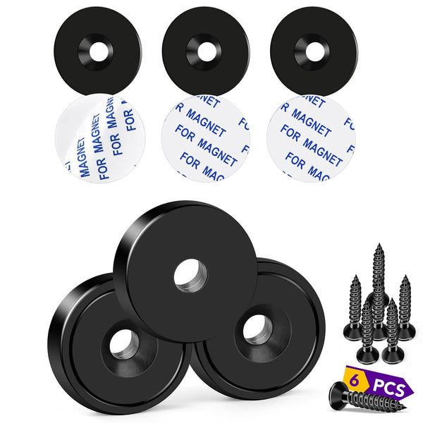 TRYMAG Magnets with Holes 40LB Heavy Duty Adhesive Backing Steel Pads for Wall Mounting 3 Pack