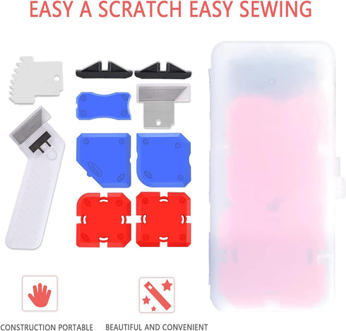 11 Piece Professional Caulking Tool Kit, Easy Silicone Caulking with Guides, Caulk Removal Tools and Fill Removal Tool