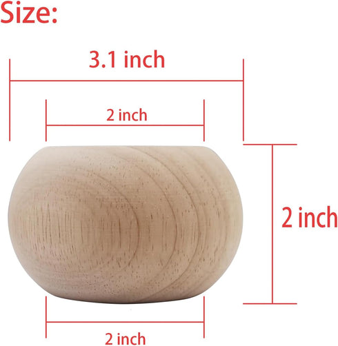 2 Inch Set 4 (2 inch Wooden Bun Feet Sofa Replacement Parts Round Furniture Legs Unfinished Sofa Couch Chair Ottoman