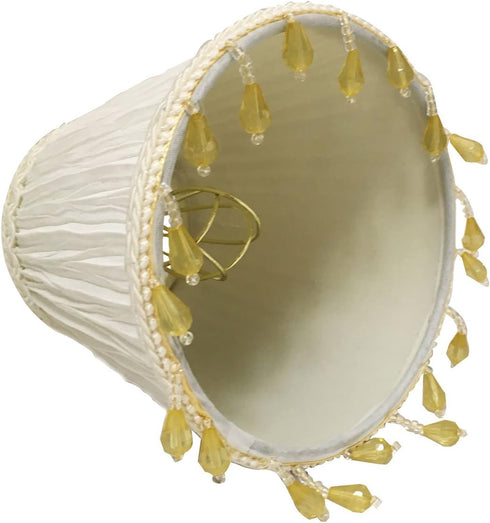 CSO-1033-5WH 3 5 4.5, Royal Designs, Inc. Beaded Ruche Pleat Empire Chandelier Shade with Designer Trim, x x White