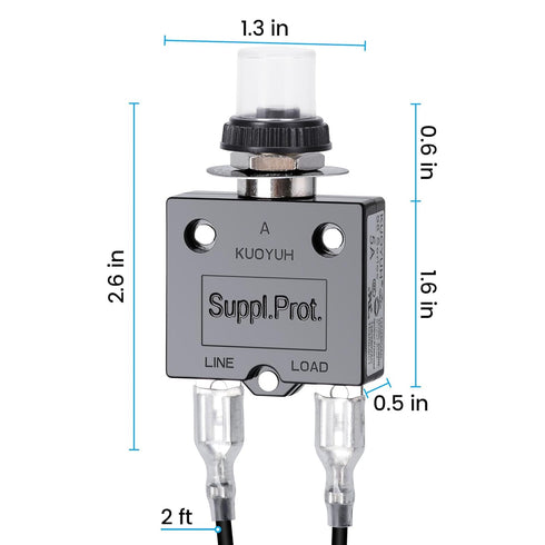 Push Button Circuit Breaker 5 Amp, Briidea Fuse Tester, Manual Reset, Low Voltage Protection