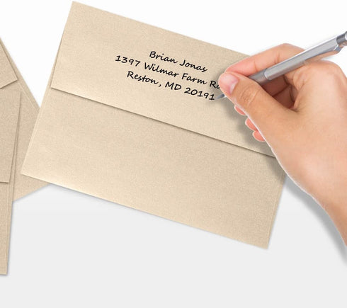 LUXPaper A7 Invitation Envelopes | 5 1/4" x 7 1/4" | 50 Qty | Peel & Press | Taupe Metallic | 80lb. Text