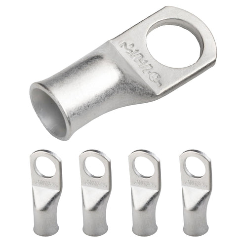 SELTERM 5pcs 1/0 AWG 1/2" Stud Tinned Copper Wire Lugs, Battery Cable Ends, UL Marine Grade