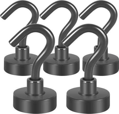 Neosmuk Heavy Duty Magnetic Hooks, Extra Strong Earth Magnets with Hook for Refrigerator, Grill, Curtain (Grey, Pack of
