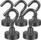 Neosmuk Heavy Duty Magnetic Hooks, Extra Strong Earth Magnets with Hook for Refrigerator, Grill, Curtain (Grey, Pack of