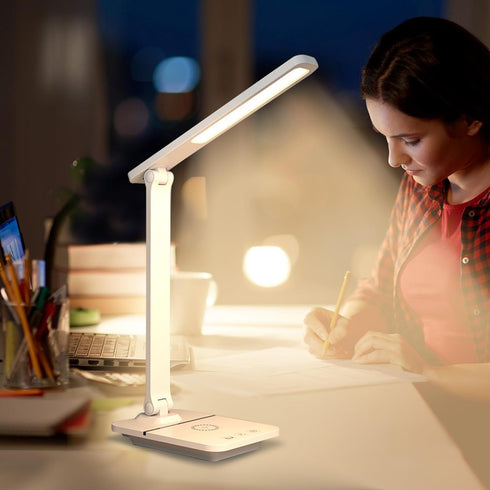 Cordless LED Desk Lamp, 6000mAh Rechargeable Battery Operated Light, Eye-Caring Reading Lamp for Students, 3 Modes