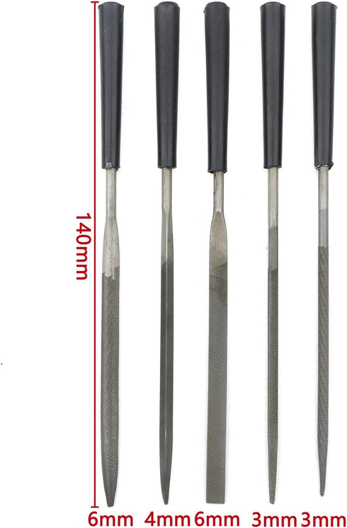 5Pcs Set 3x140mm Needle Files Set for DIY Wood Rasp, Grinding Hand File Tools for Jewelry Metal Glass