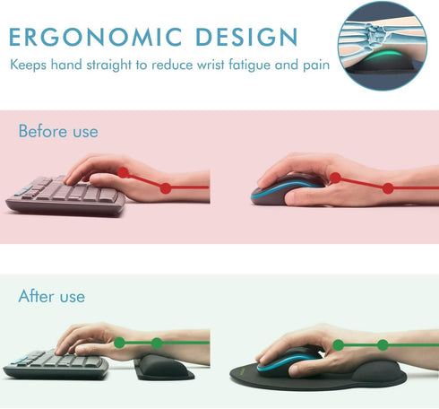 Ergonomic Mouse Pad with Wrist Rest - Premium Memory Foam Keyboard and Mouse Wrist Rest Pads Set for Comfortable Typing
