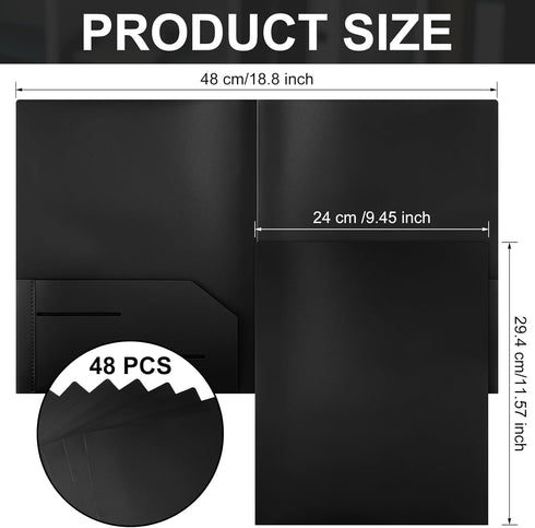 Fulmoon 48 Pack Heavy Duty Plastic Folders with 2 Pockets - Colored Pocket Folders Fit Letter Size Paper Bulk for