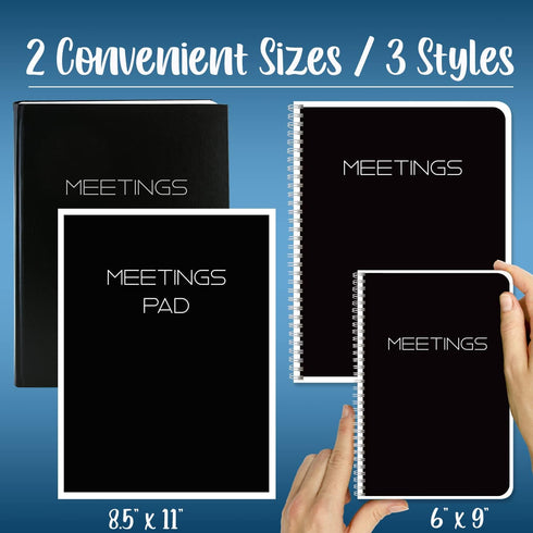 BookFactory Meeting Notebook/Meeting Book for Work - Black, 120 Pages (Ruled Format), 8.5in x 11in, Wire-O Bound