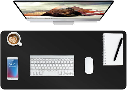 Boutilon Leather Desk Pad Protector,Non-Slip Mouse Pad,Laptop Desk Pad,Office Mouse Mat,Waterproof Leather Desk
