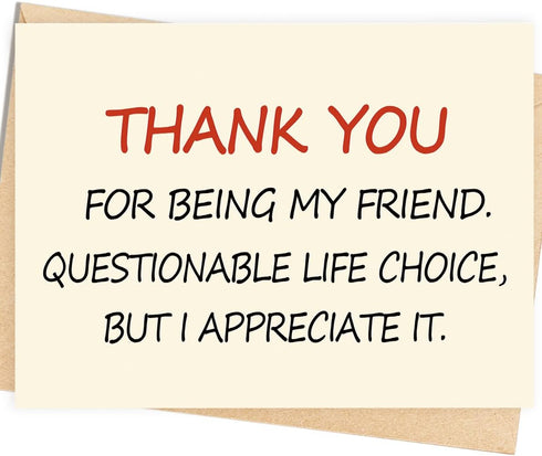 OJsensai Thank You Card Gifts for Best Friend, Funny Appreciation Card for