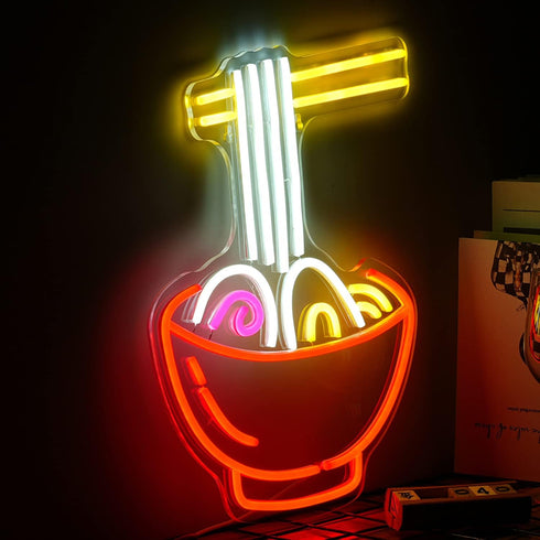 Dimmable 16.1X12.6 Ramen Neon Sign Ramen Noodle Led Neon Lights for Wall Decor Vibrant Neon Signs Powered by USB