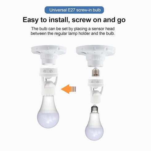 uuhafsa E26/E27 Bulb (2Pack) PIR Motion Sensor Light Socket, Smart Lamp Holder Adapter Auto On/Off Light Control