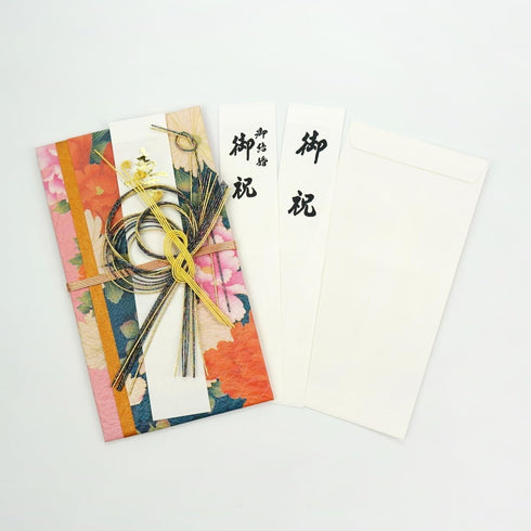 Traditional Japanese Money Envelopes, Peony Decorative Fancy Envelopes for Cash, Wedding Gifts (6 Packs, Bulk Pack)