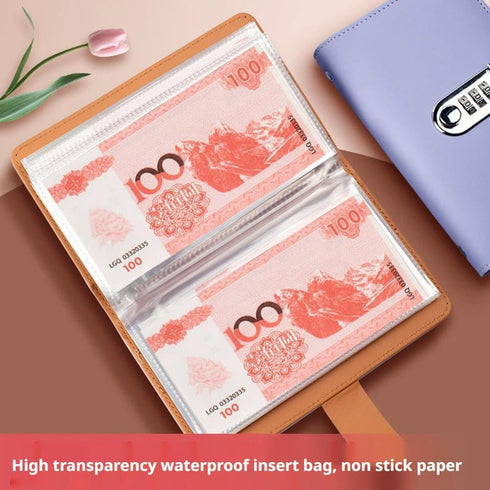 COCEQUC 100 Lock,12 2.5K/5K/10K Envelope Savings Challenge Book, Challenge Book with Password Month Money Saving