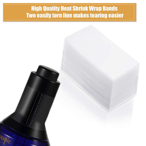 Boao 1250 Pieces Shrink Band for Bottles, PVC Heat Shrink Wrap for Jars, Perforated Tamper Shrink Wrap for Cans and Tins