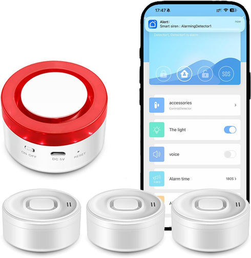 Nestool Water Leak Detector WiFi Kit 1+3 Sensors, 100dB Alarm, APP Push for