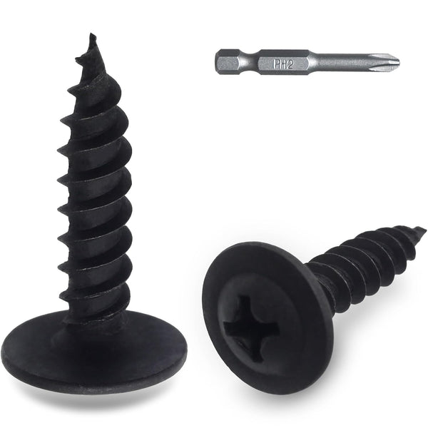 140pcs #8 × 3/4” Modified Truss Head Wood Screws - Phillips Drive, Black Wood Screws with Screwdriver Bit