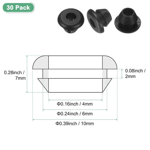 30-Pack Grommets, 6mm 4mm Grommet M METERXITY Cable Railing Rubber Drill Hole ID Eyelet Ring Gasket for Wiring, Wire