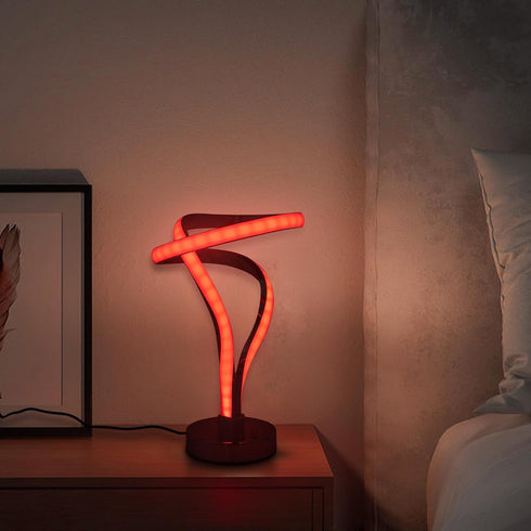 11.8inch-Unique 7 10W OUKANING LED Spiral Table Lamp, RGB Bedside Lamp, Colors Touch Changing Color Nightstand Lamp