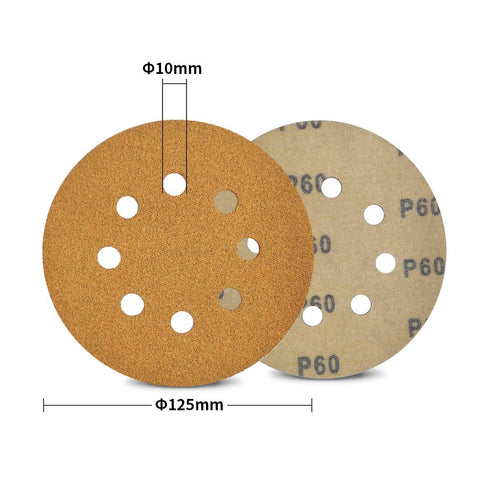 SPEEDWOX 50 Pcs 5 Inches 8 Hole Sanding Discs - 60 Grit Dustless Hook and Loop Sandpaper for Random Orbital Sander