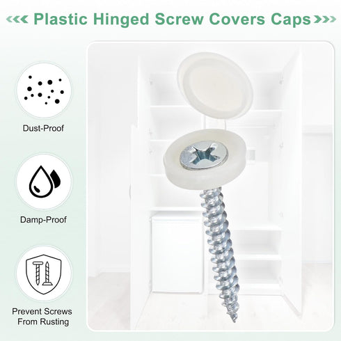 M METERXITY 100-Pack 5mm M3 M4 M5 Plastic Hinged Screw Cover Caps, Shutter Screws with Caps, Fold Snap Washer Covers