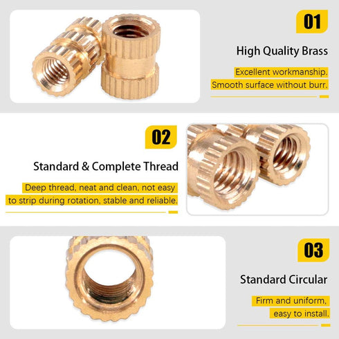 Hilitchi 460 Pcs M2 M3 M4 M5 Female Thread Brass Knurled Insert Nuts Assortment Kit for 3D Prints