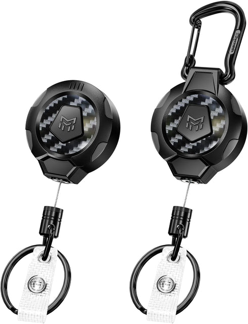 Upgraded Heavy Duty Retractable Keychain, MNGARISTA 2 Pack with Belt Clip & Carabiner, 31.5" Stainless Steel Cable