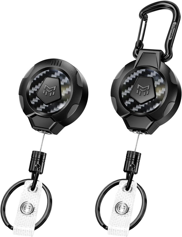 Upgraded Heavy Duty Retractable Keychain, MNGARISTA 2 Pack with Belt Clip & Carabiner, 31.5" Stainless Steel Cable